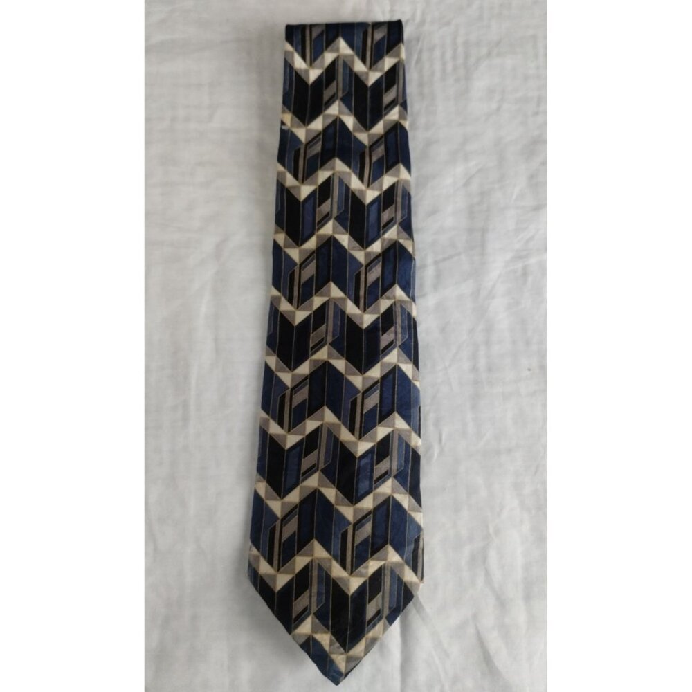Courregeshomme Men's Blue/Multicolor Silk Tie 60"x3.75" SKU 2799